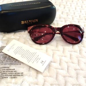 BALMAIN NWT Cat Eye Burgundy Sunglasses